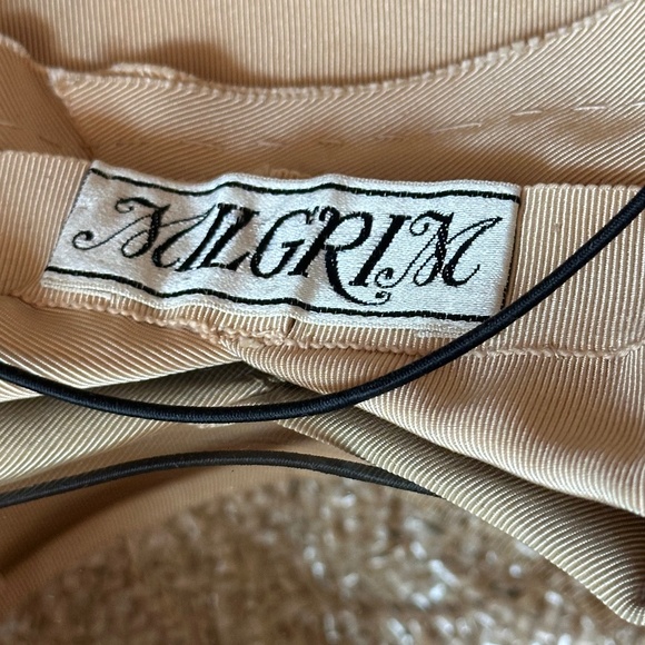 UNIQUE 1930s' BEIGE STRAW & GROSGRAIN ASYMMETRICAL HAT + FABRIC "DAISIES" - Picture 12 of 12